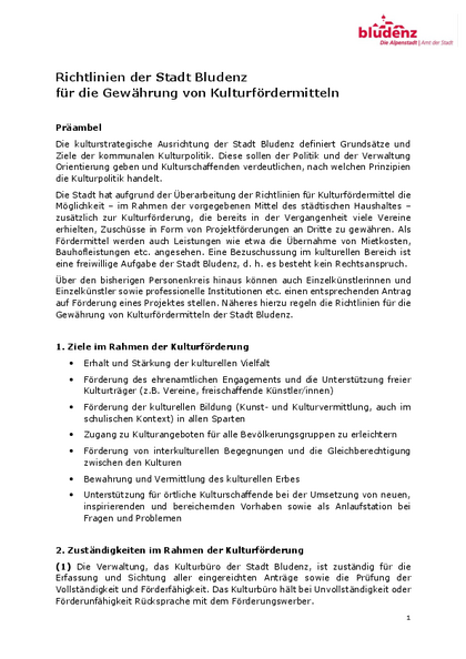 Richtlinien Fördermittel Kultur 2022